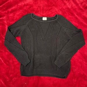 Pins and Needles Crocheted Women's Black Cotton Sweater Small